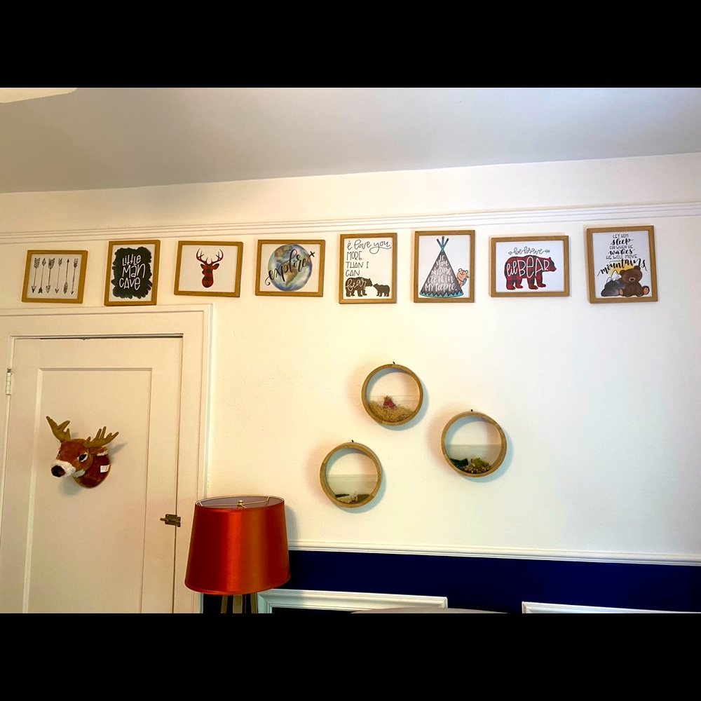 Set of 8 adventure themed framed art for kids room
